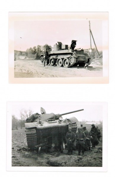 Drittes Reich Zwei Fotos Ostfront abgeschossene Panzer