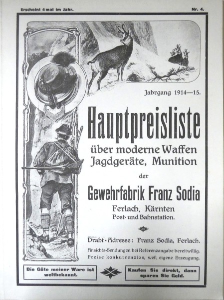  Hauptpreisliste über moderne Waffen Jagdgeräte, Munition der Gewehrfabrik Franz Sodia