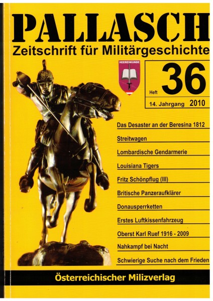 Pallasch Zeitschrift für Militärgeschichte Heft 36 2010