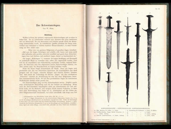 Der Schweizerdegen. Aus dem Anzeiger für Schweizerische Altertumskunde 1919.