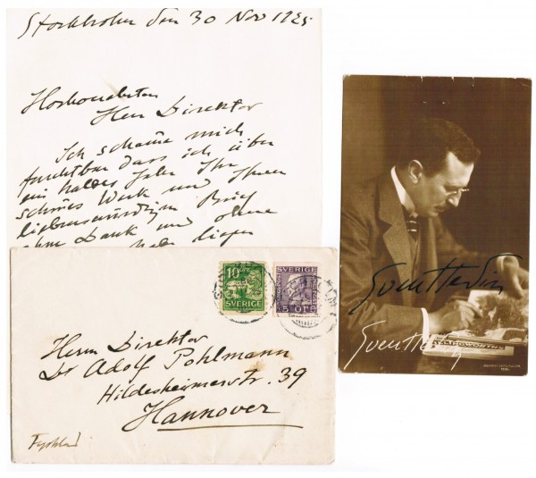 Autograph Sven Hedin Brief und Foto