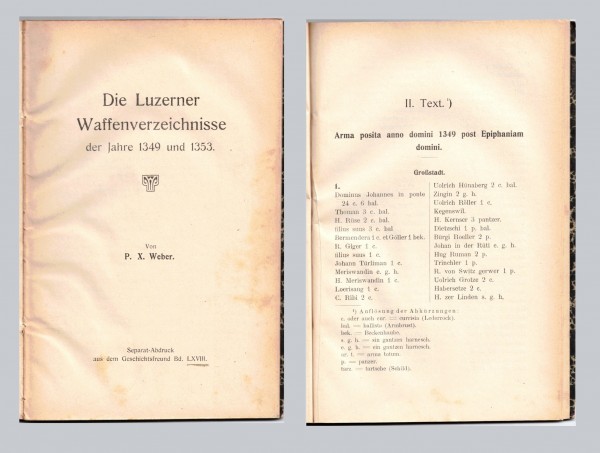 Die Luzerner Waffenverzeichnisse der Jahre 1349 und 1353