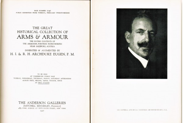 Auktionskatalog Sammlung Erzherzog Eugen Festung Hohenwerfen 1927 The Anderson Galleries New York