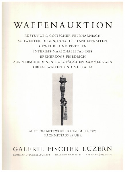 Waffenauktion Katalog Galerie Fischer Luzern Auktion 3.12.1969