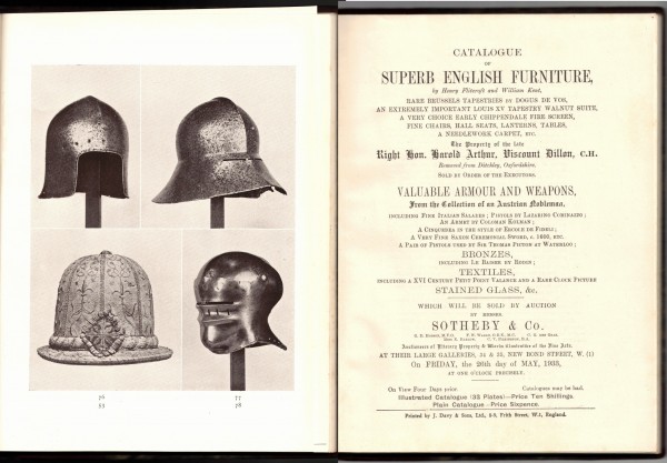 Katalog Waffen Wilczek Antiquitäten Auktion Sothebys London 1933
